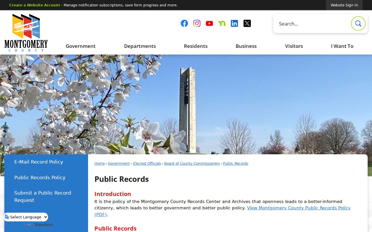 Washington Township residents directory Montgomery County public records request