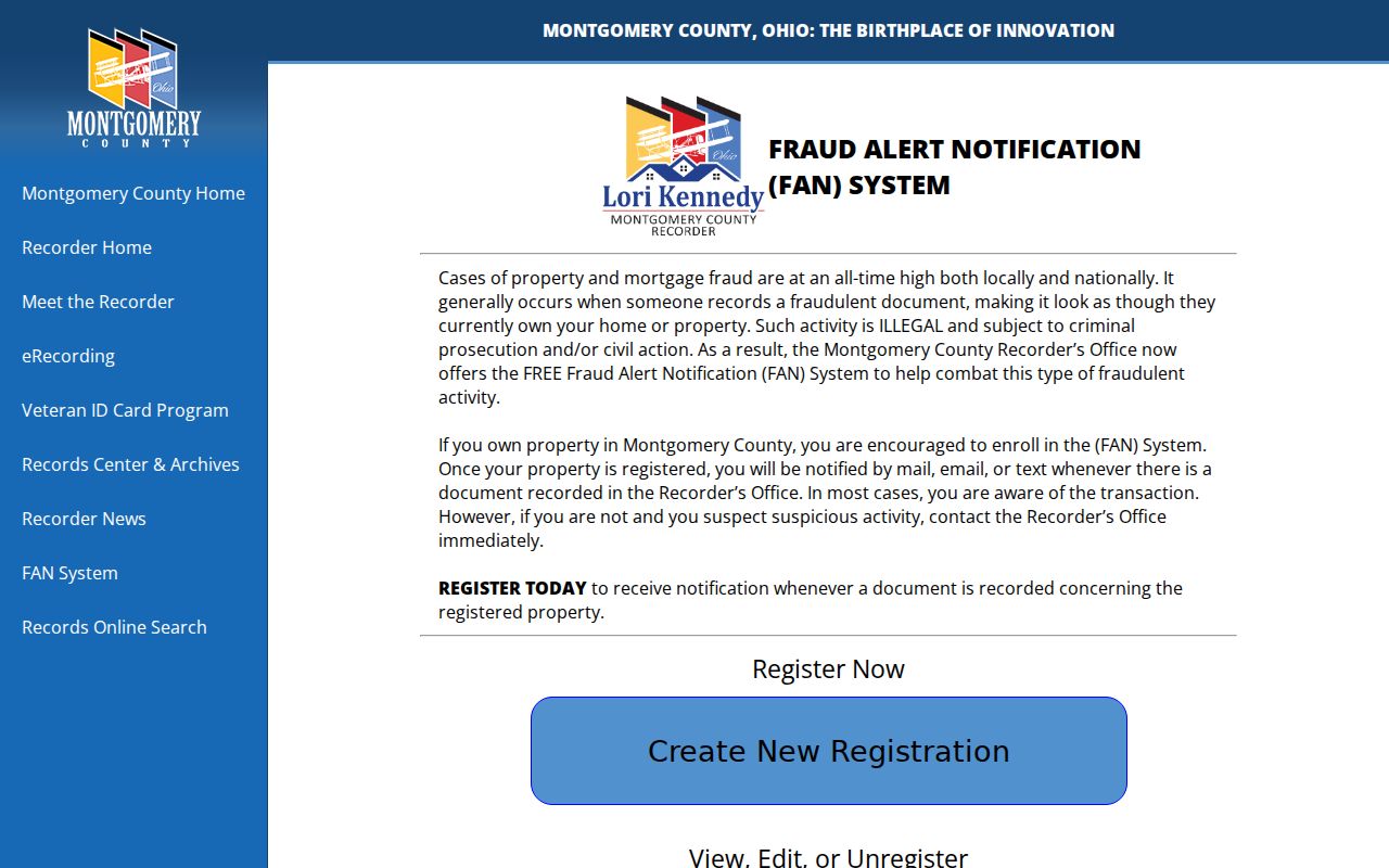 Washington Township previous residents Recorder Fraud Alert Notification source